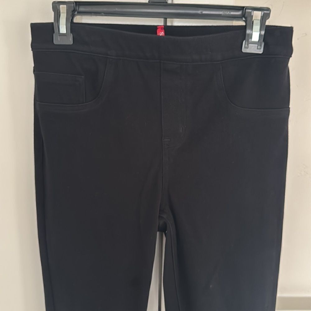 SPANX Jean-ish Pull On Ankle Leggings Black Denim Comfortable Women's Size M EUC - Picture 10 of 14